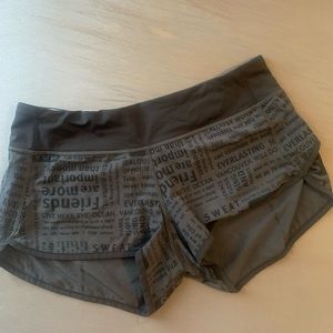Lululemon Speed Shorts Mantra